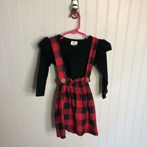 Boutique Skirt Top Red Black Plaid Outfit 2T “XS”
